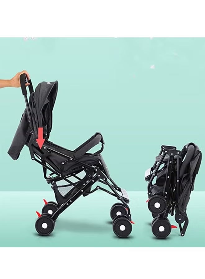 Mini Portable Baby Stroller Ultra light weight/Compact fold/Travel Cabin (suitable for Air travel) Stroller/Pram/Push Chair (BLACK) - Image 5